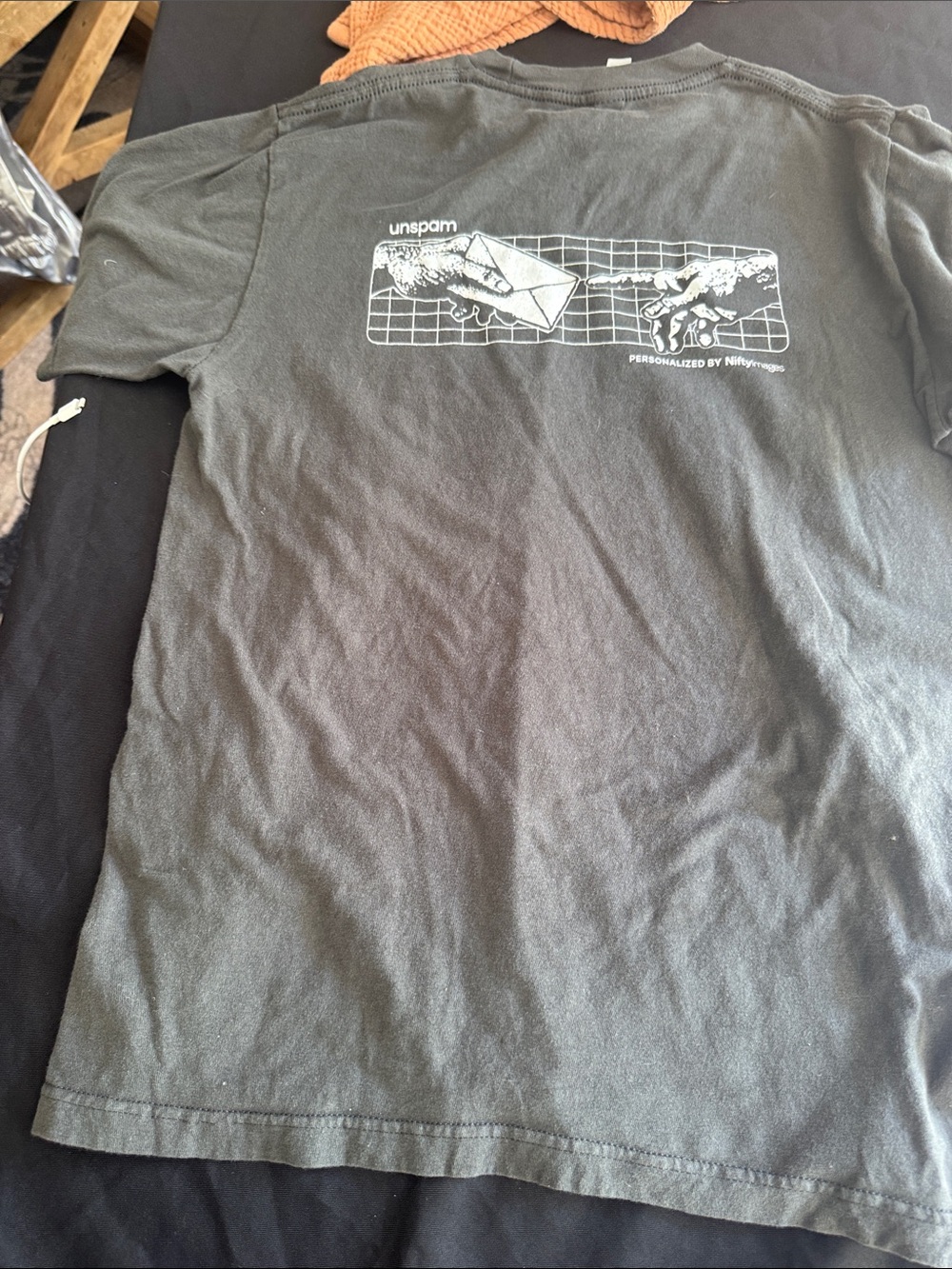 Tultex Black Graphic Tee with White Print
